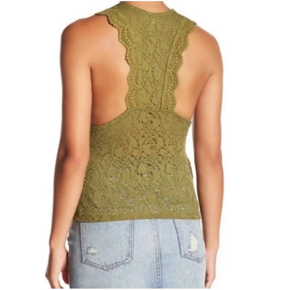Free People Lace Green Top Sz S
